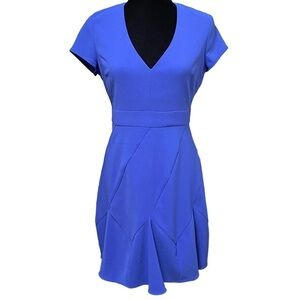 Bar III Cobalt Blue Fit & Flare V-Neck Dress NWT Size 2 Y2K 90s Style